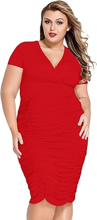 red v neck dress uk