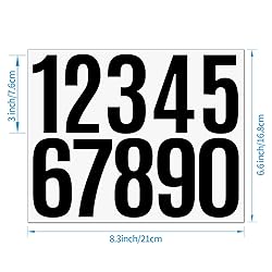 6 Sheets Mailbox Numbers Stickers, 3 inch Self