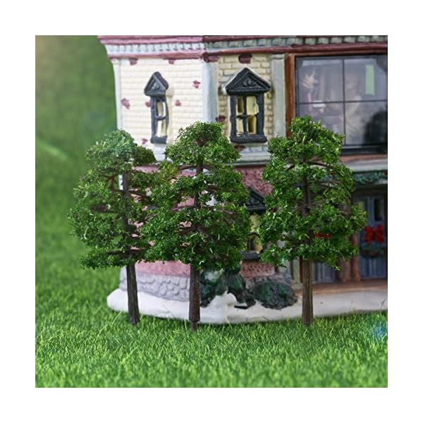 WINOMO 20ST Modell Bäume Miniatur Landschaft Landschaft Zug Eisenbahn Bäume Maßstab 1:100 dunkelgrün – Bild 3