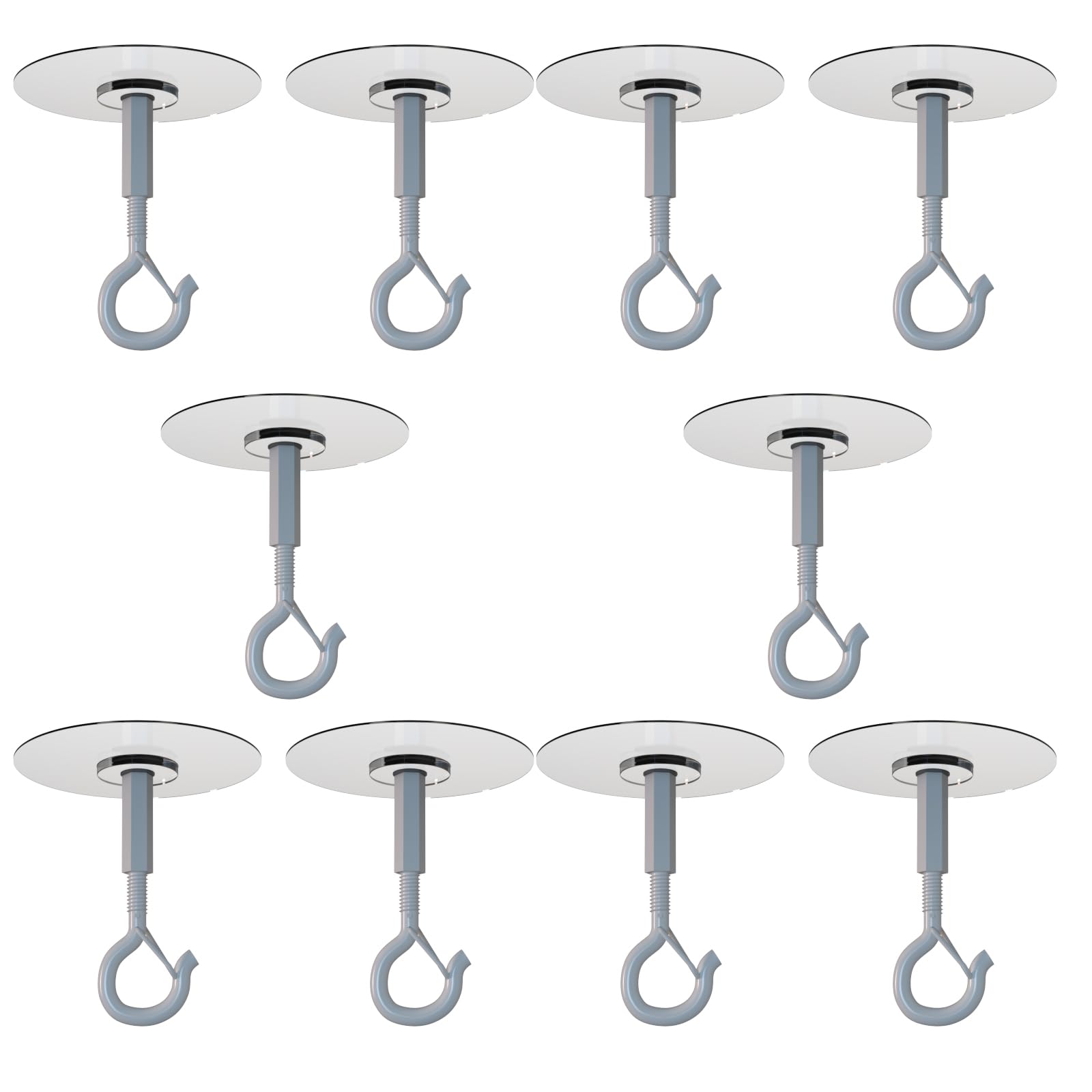 Photo 1 of Aufuga No Hole No Drilling Adhesive Ceiling Hooks for Hanging Plants Lights Wind Chimes Lantern, Sticky J Hooks Eye Hook for Hanging Indoor Outdoor (White_Round_2.4", 10)
