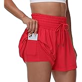 Blaosn Flowy Athletic Shorts for Women Gym Workout Running Short Pants High Waist Skort with Pocket Casual Summer Clothes