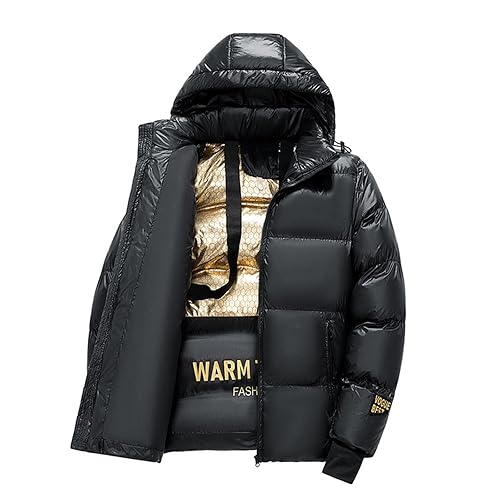 Winter Jackets for Men Insulated Windbreaker Puffer Coats Mens Cropped Quilted Casual Down Jacket Plus Size Long Sleeve Padded Jackets with Hood