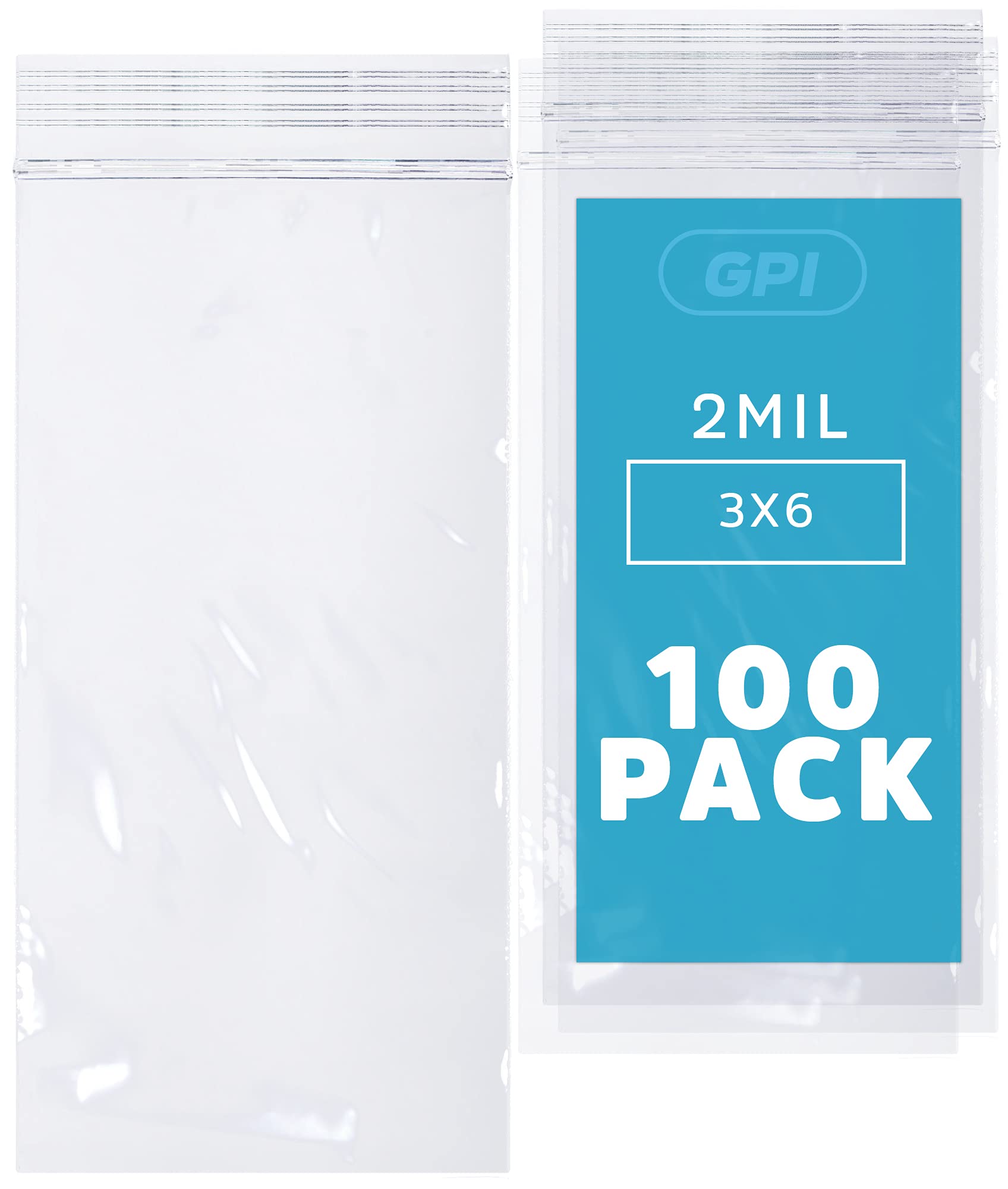 Photo 1 of 3" x 6" Zip Bags - 100 Count, Small, Clear Plastic Reclosable Zipper Poly Baggies, 2 Mil, with Resealable Zip Top Lock for Packaging Jewelry, Coins, Pills, Candy, Beads, Seeds & More.