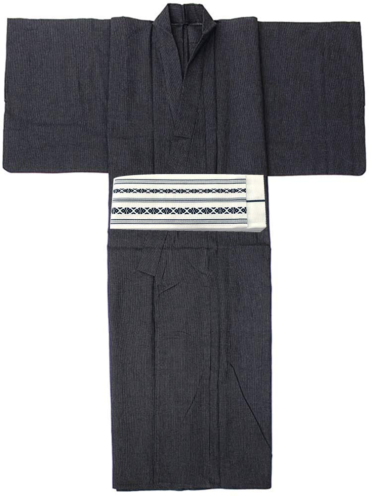 Fuuka Japanese Kimono Men Woven Yukata OBI Set M/L/LL Size (wn)