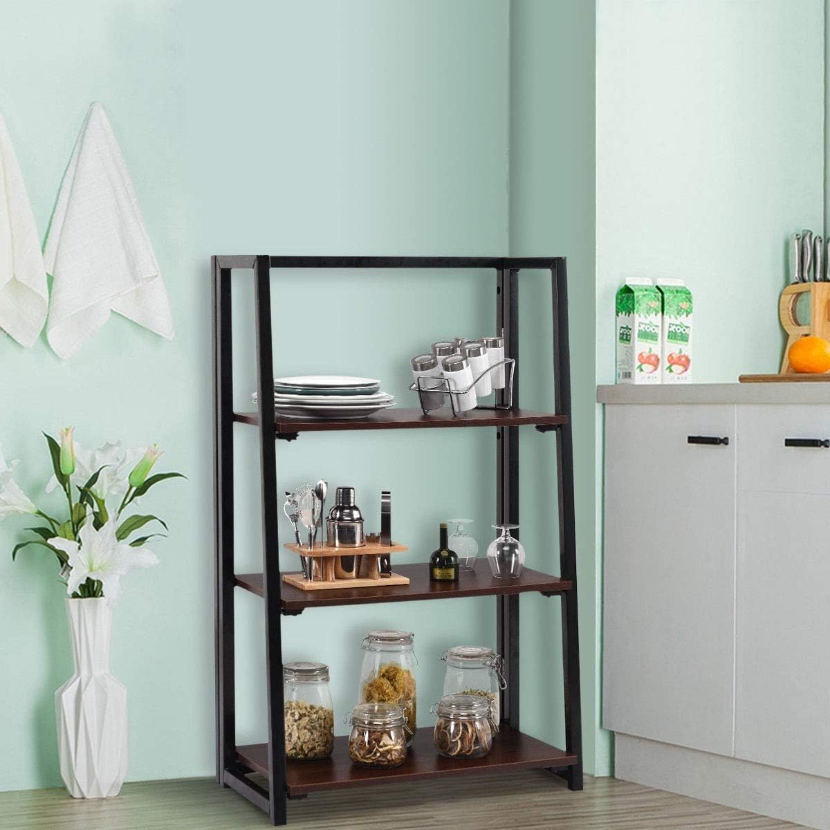 Amazon Com Kanizz 3 Tier Bonsai Display Cactus Stand Ladder Shelf Trophy Medals Display Shelves Bookshelf Home Office Photo Display Storage Rack Garage Tool Rack Kitchen Dining