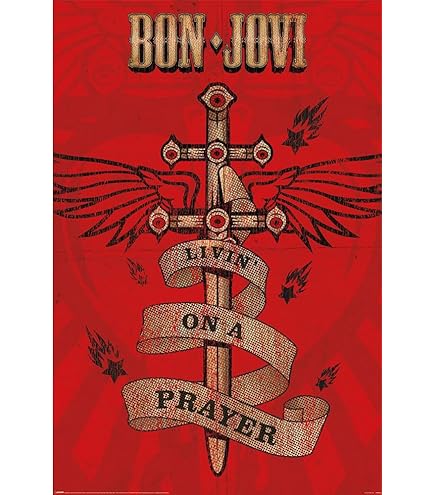 Amazon.com: Bon Jovi - Music Poster (Livin' On A Prayer) (Size: 24