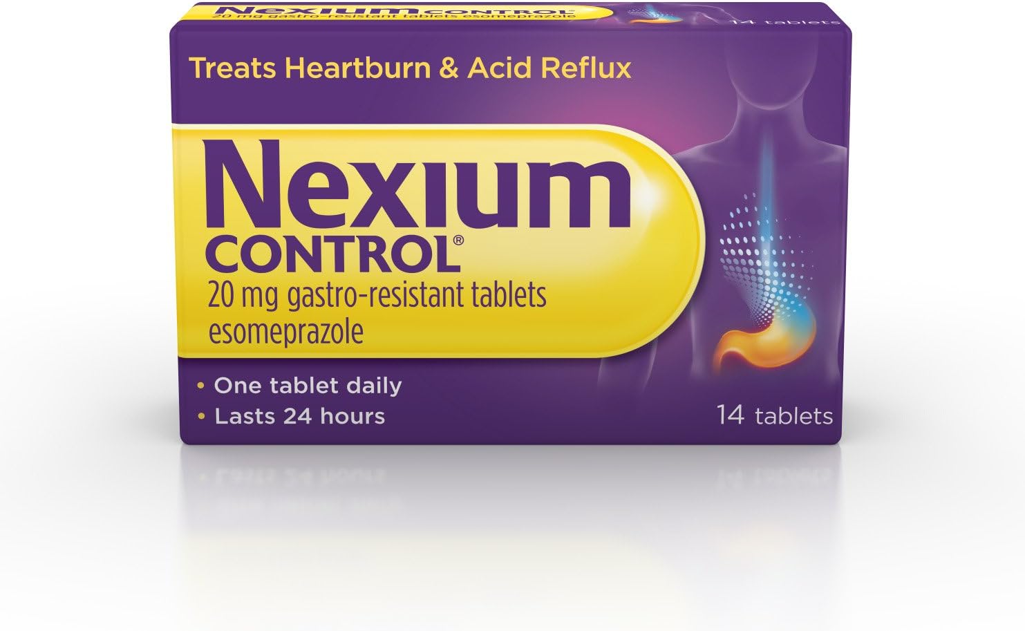 Nexium Control Heartburn & Indigestion Tablets for Acid Reflux Relief Gastro-Resistant Esomeprazole Tablets, 20mg, 14 Count