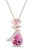 AFFY White CZ & Simulated Pink Tourmaline Bezel