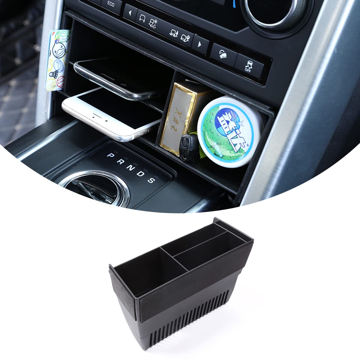 Photo 1 of for Land Rover Discovery Sport 2015 2016 2017 2018 2019 Car-Styling Plastic Central Console Multifunction Storage Box Phone Tray Accessory