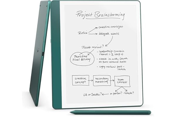 Like-New Amazon Kindle Scribe (64GB) - Your notes, documents and books, all in one place. With built-in AI notebook summarization. Includes Premium Pen - Metallic Jade