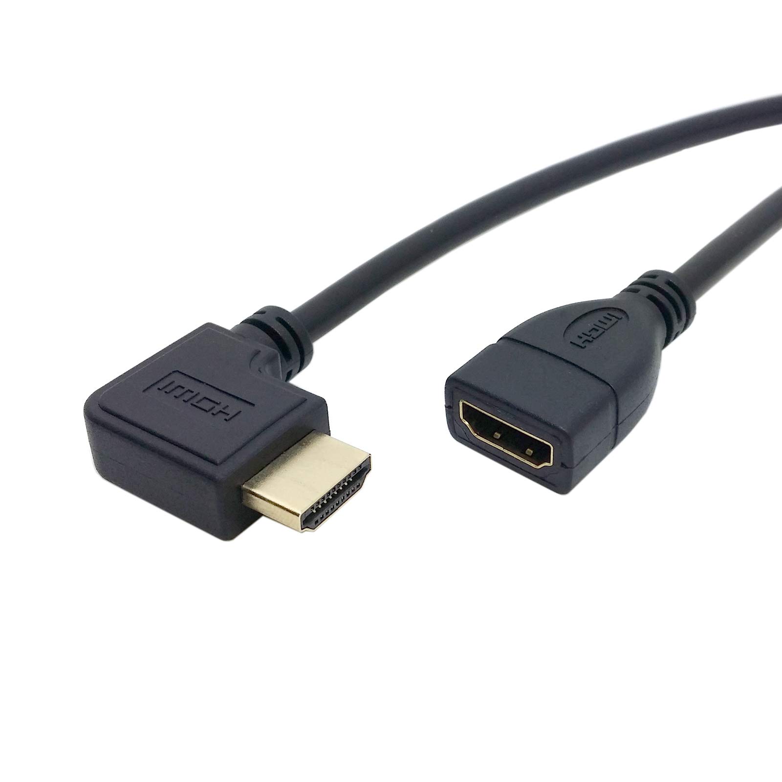 CY Left Angled 90 Degree HDMI 1.4 with Ethernet & 3D Type A male to A female Extension Cable 0.5m