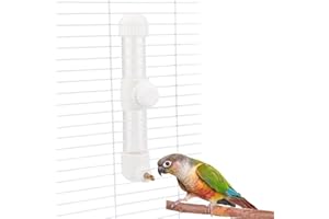 Hypeety Leak-Proof Bird Water Bottle for Cage Clear No Spill Automatic Parrot Water Dispenser with Spring Valve for Small Parrots Budgies Finches Cockatiels Lovebirds (White, 9.4 oz/280 ml)