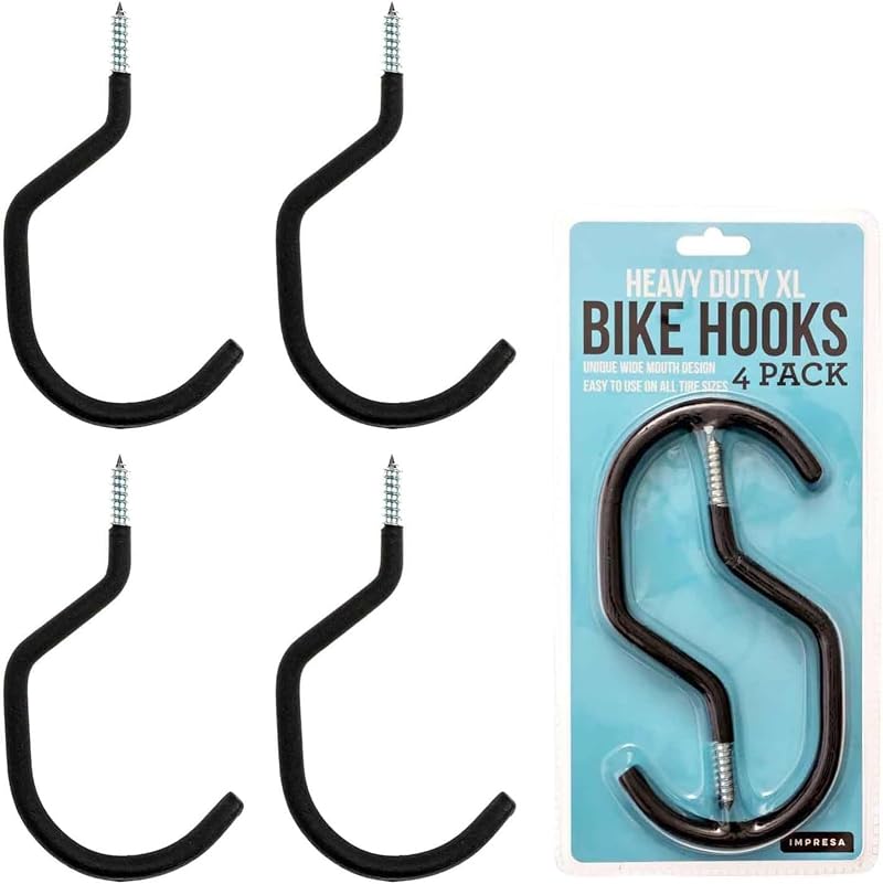 IMPRESA 4 Pack XL Bike Hooks Heavy Duty Garage Storage Wall Ceiling Mount 45kg
