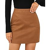 SEAFORM Women's Faux Suede Mini Skirt Fall Winter Bodycon Short Skirts High Waist Trendy Pencil Skirt for Women