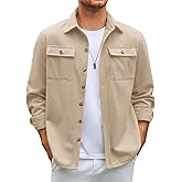 Runcati Mens Shirt Jacket Long Sleeve Button Down Casual Shacket Lightweight Thermal Shirts with Pockets