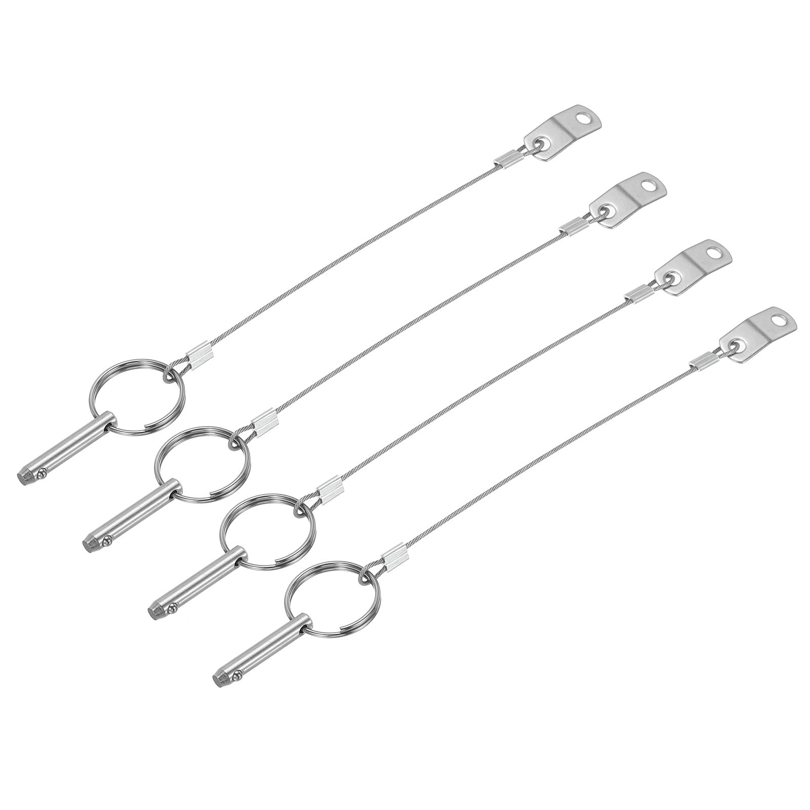 PATIKIL Marine 316 Stainless Steel Quick Release Pin 4 Pack Bimini Top Pin Usable Length 1" Drop Cam & Spring Boat Hardware with 6" Lanyard for Deck Boat Bimini Top
