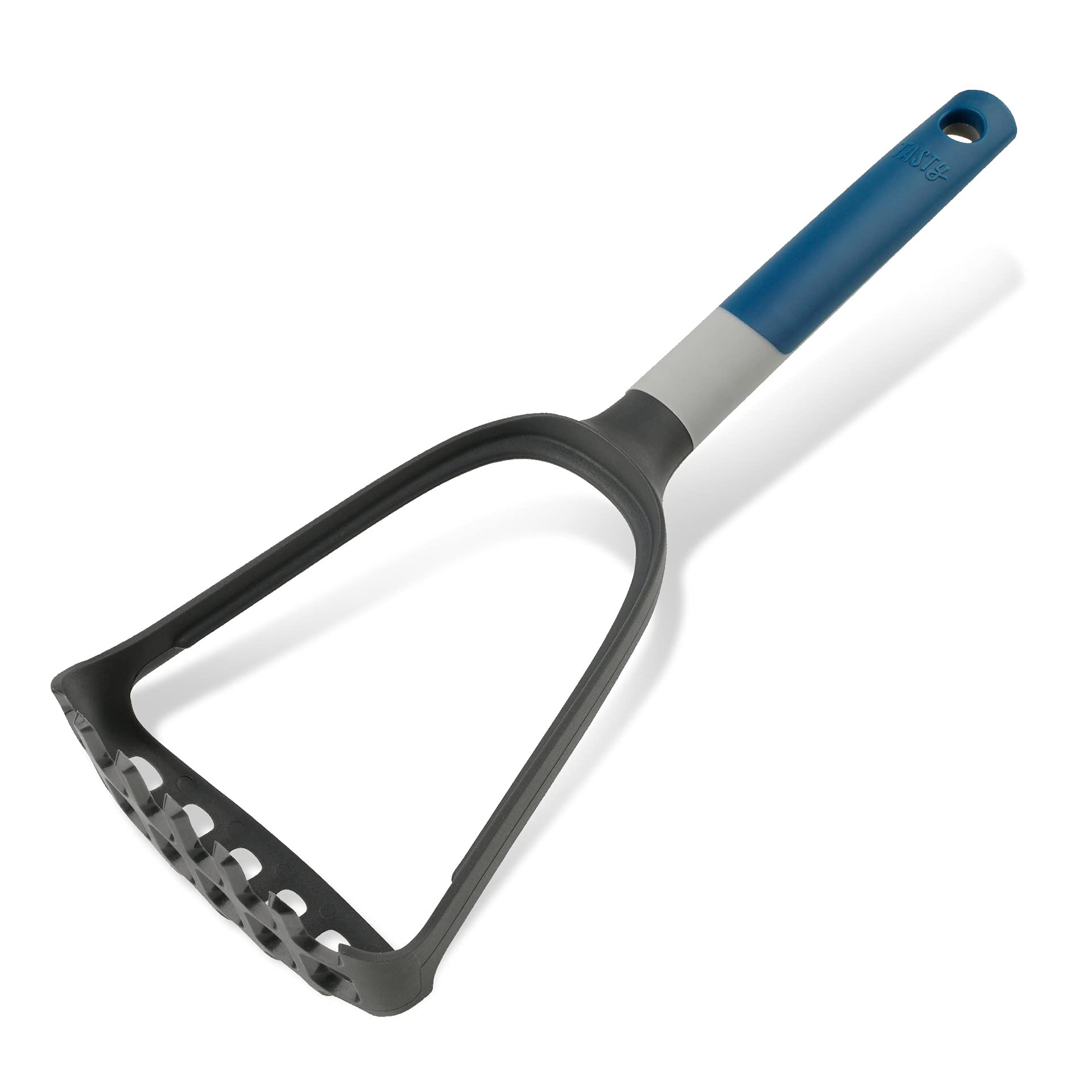 Tasty Plastic 2 in 1 Potato Masher and Spaghetti Spoon, Mashed Potato Tool and Spaghetti Server Made of 2H Material, Dishwasher Safe, Dimensions: 19x11cm, Colours: Cool Dark Blue & Grey