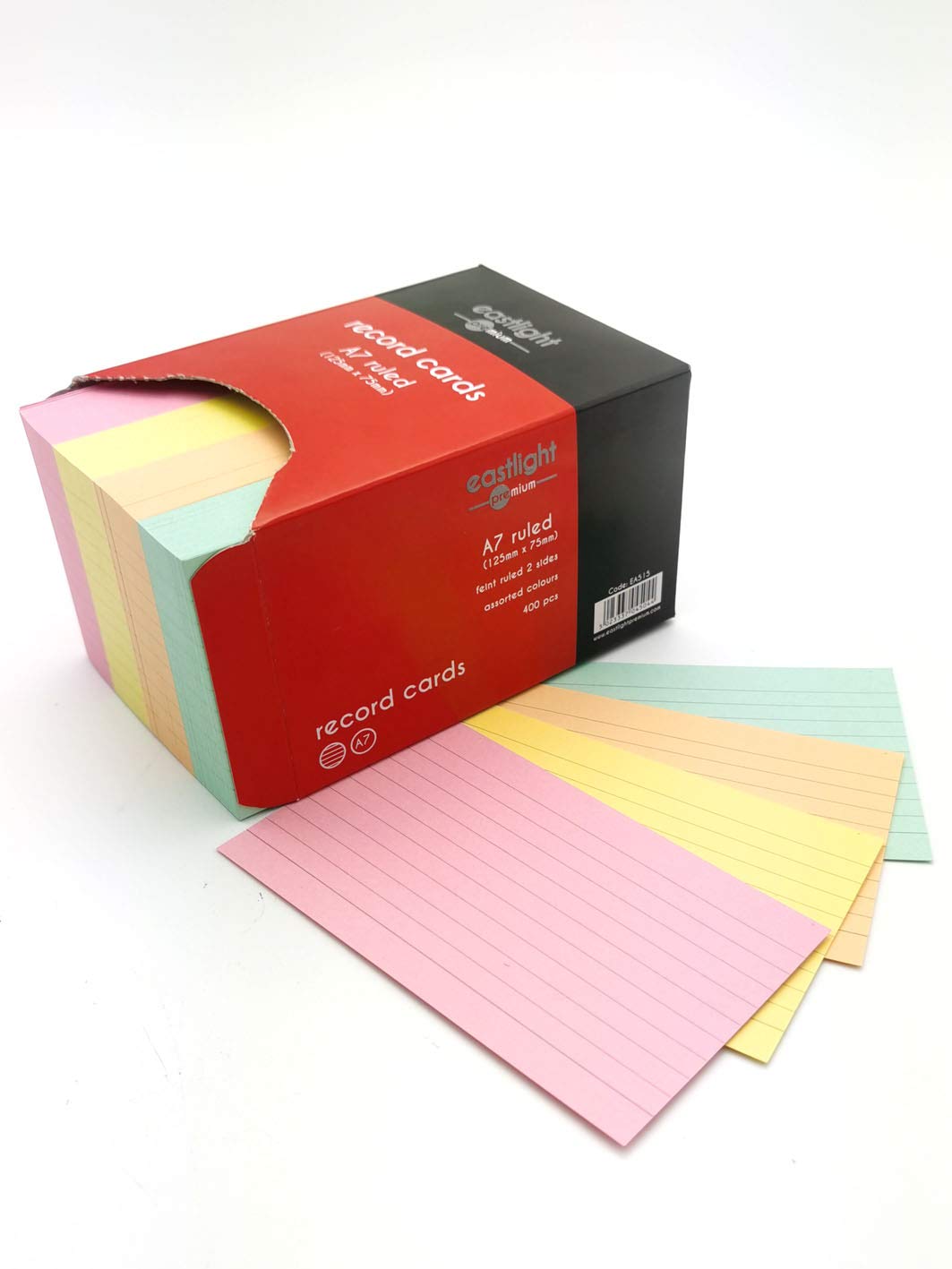 Eastlight Ruled Index Record Card (125 x 75mm) A7++ Assorted Colours Pack of 400