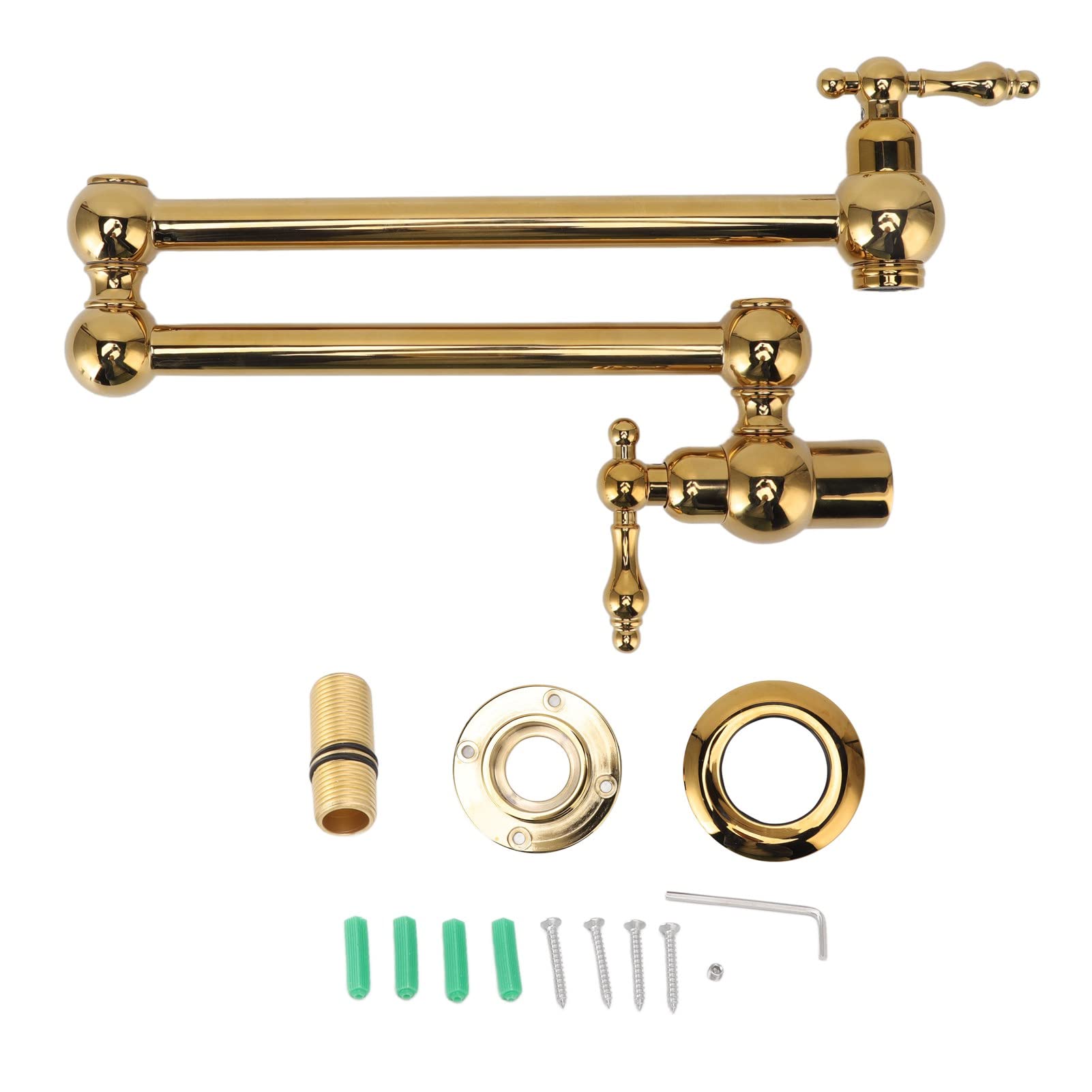 Pot Filler Faucet, Copper Wall Mounted Kitchen Faucet Folding Stretchable Single Cold Faucet with Double Joint Swing Arm Stretchable Swing Arm Sink Faucet, for Bathroom Kitchen Sink(Titanium)