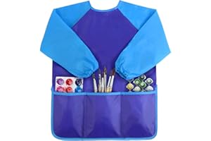 Kopokita Kids Art Smock, Toddlers Painting Apron Waterproof Children Artist Smock With Long Sleeve and 3 Pockets