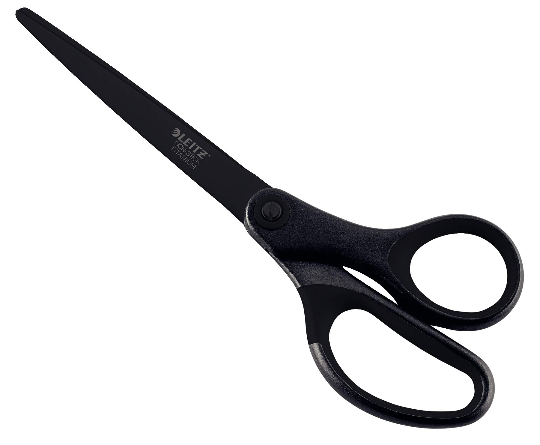 Leitz Titanium Scissors, Right or Left Handed (Ambidextrous), Non Stick, Office Stationary, Ergonomic Handle, Black, 180 mm