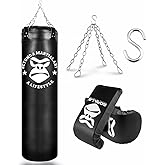 Saco Pancada Boxe120 Cm + Luva Bate Saco Muay thai Treino Luta Cor Preto Equipamento Luta Gorilla