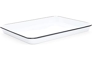 Crow Canyon Home Vintage White/Black 16.25 x 12.5 x 1.25 Inch Jelly Roll Pan & Large Cookie Sheet - Handmade, Durable, Versat