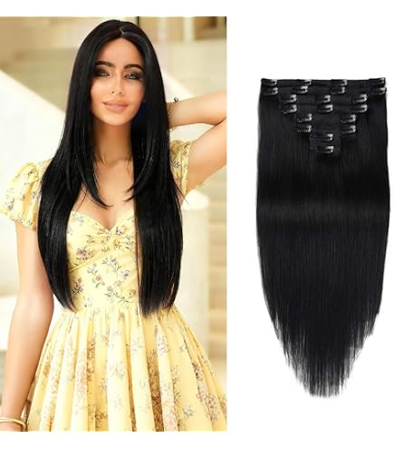 Amazon.com : Real Clip in Hair Extensions Dark Brown 8 