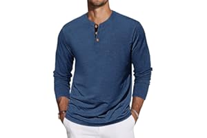 TARAINYA Men's Henley Shirts Cotton Button Short Long Sleeve Casual Tee T-Shirts with Pocket
