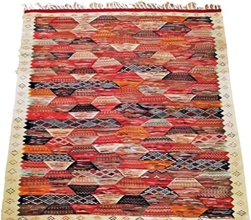 Moroccan Zanafi Tribe Berber Wool Kilim Area Rug 61"x57" [SHIPS FROM WITHIN USA]