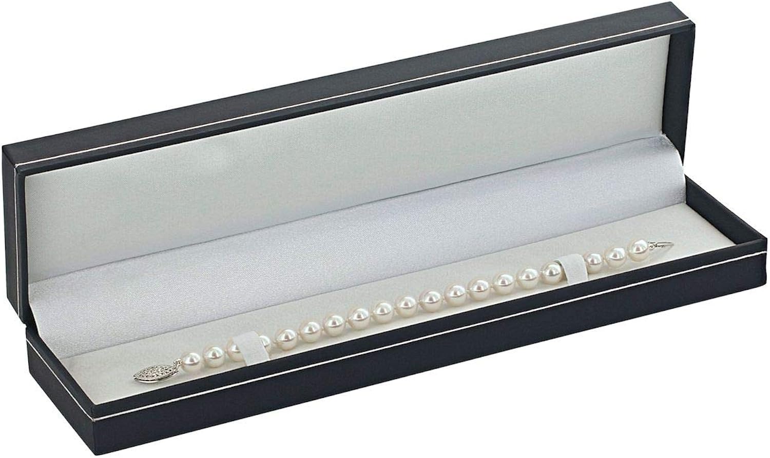 THE PEARL SOURCE 14K Gold 7-8mm AAAA Quality Round White Freshwater Cultured Pearl Bracelet for Women: Jewelry