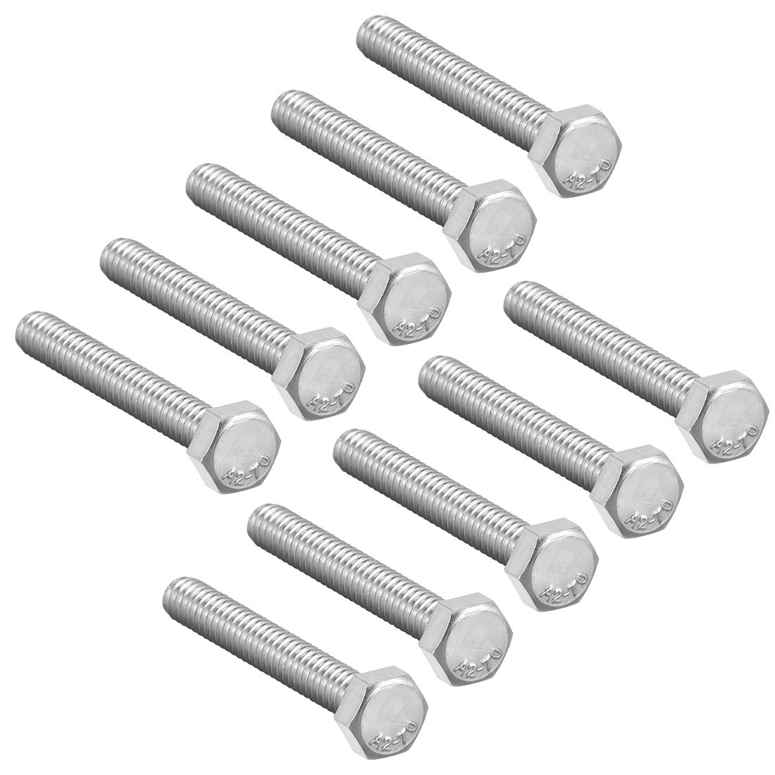 uxcell M5 Hex Bolt M5-0.8 x 35mm UNC Hex Head Screw Bolts A2-70(304) Stainless Steel Fully Threaded Hex Tap Bolts 10pcs