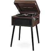 Victrola Liberty - 5-in-1 Bluetooth Record Player with Stand - Espresso | Floorstanding record player plays vinyl, FM radio, USB and aux, built-in speakers, RCA output, removable legs