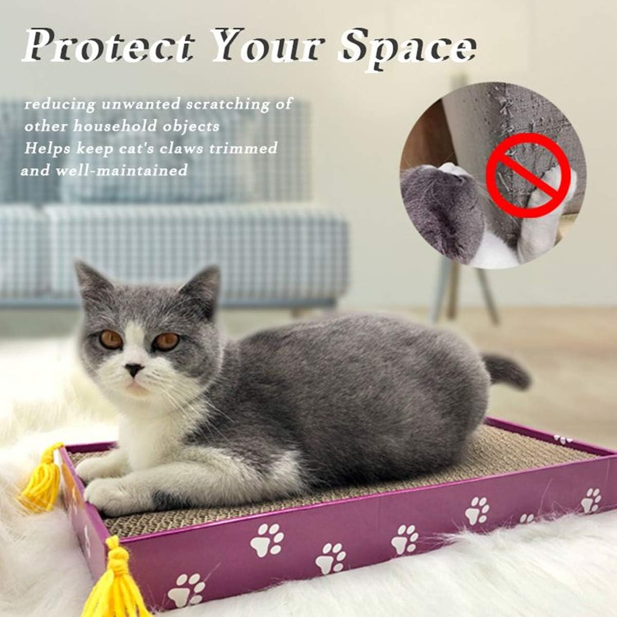 PEEKAB Cat Scratcher Cardboard Wide Cat Scratching Pad Reversible Cat Scratch Bad with Box Catnip Included 3 Pack Scratching Cardboard : Pet Supplies
