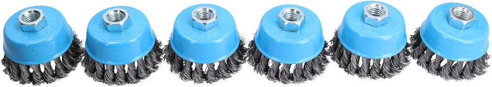 AB Tools Wire Cup Brush Wheel 3" Twist Knot 6 Pack for Angle Grinder M14