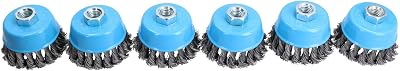 AB Tools Wire Cup Brush Wheel 3" Twist Knot 6 Pack for Angle Grinder M14