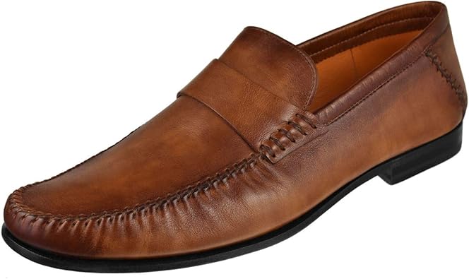 santoni leather loafers
