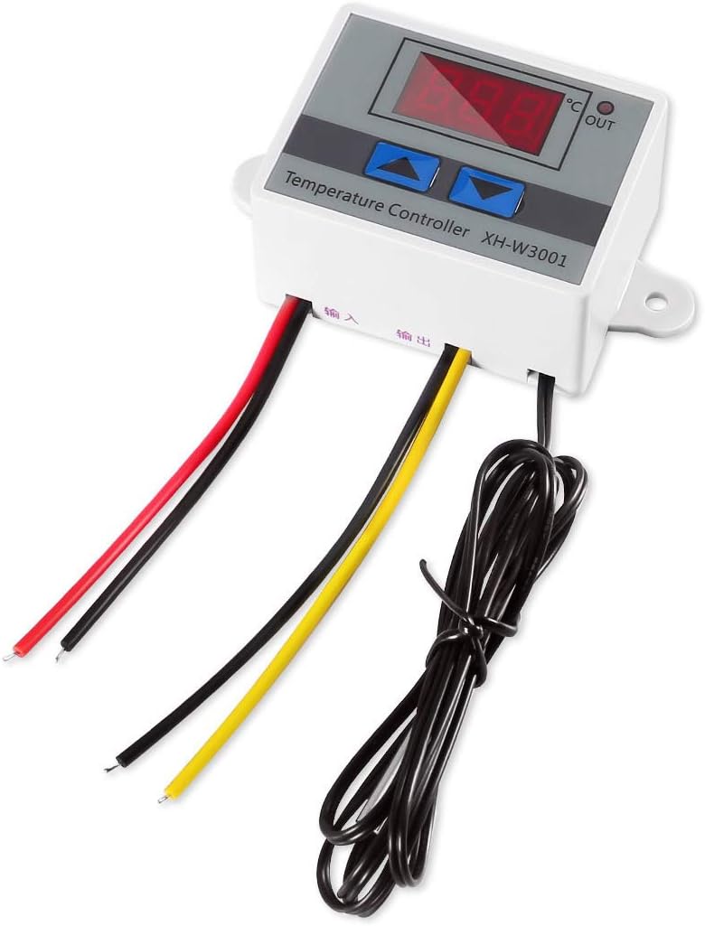 XH-W3001 Mini Thermostat Switch with Waterproof Sensor Probe Digital LED Temperature Controller Module Programmable -50 to 110 Degree Heating Cooling Thermostat(220V)
