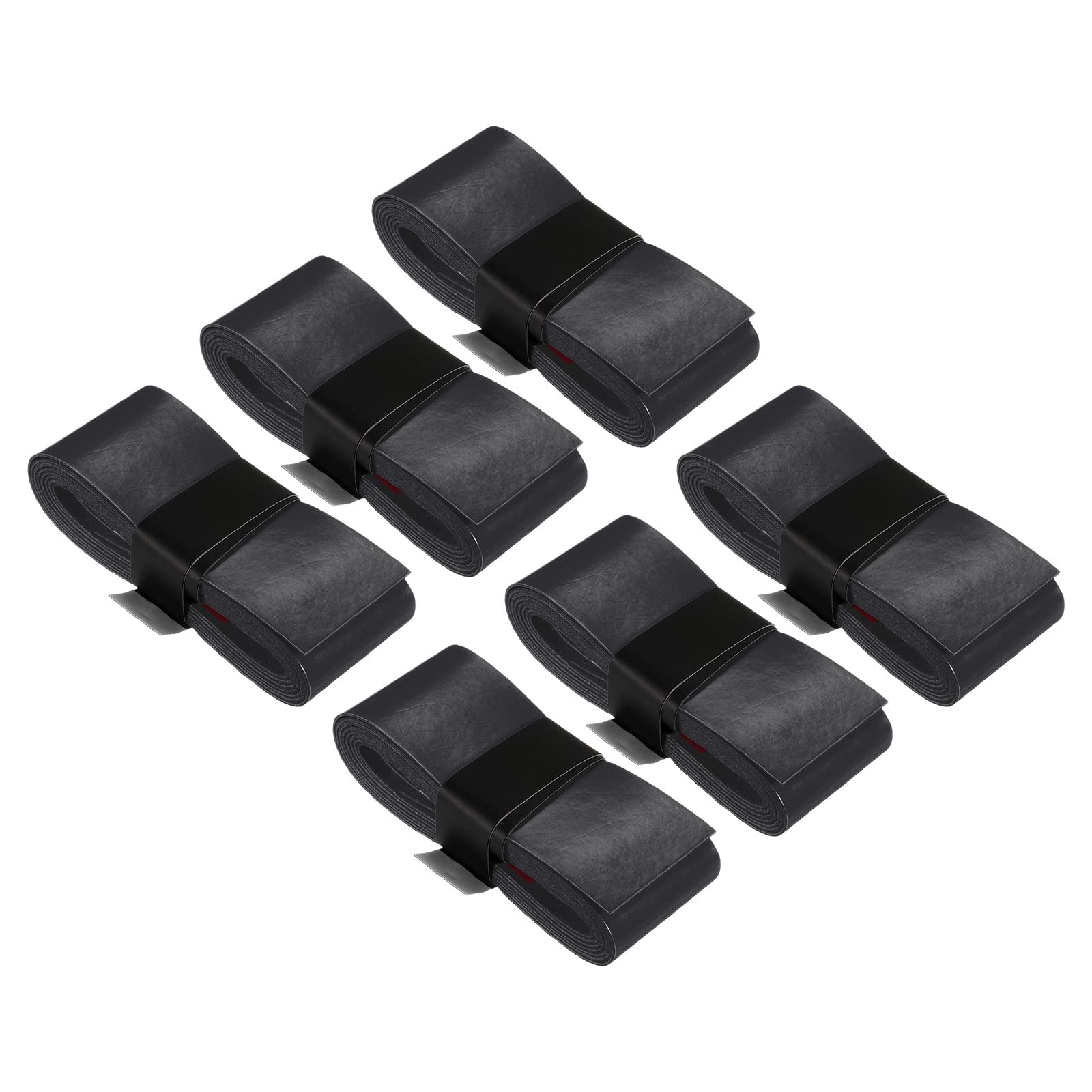 PATIKIL 43.3" Tennis Racket Grip Tape, 6 Pack PU Overgrip Stretchy Non-Slip Absorb Sweat for Badminton Fishing Rod, Black