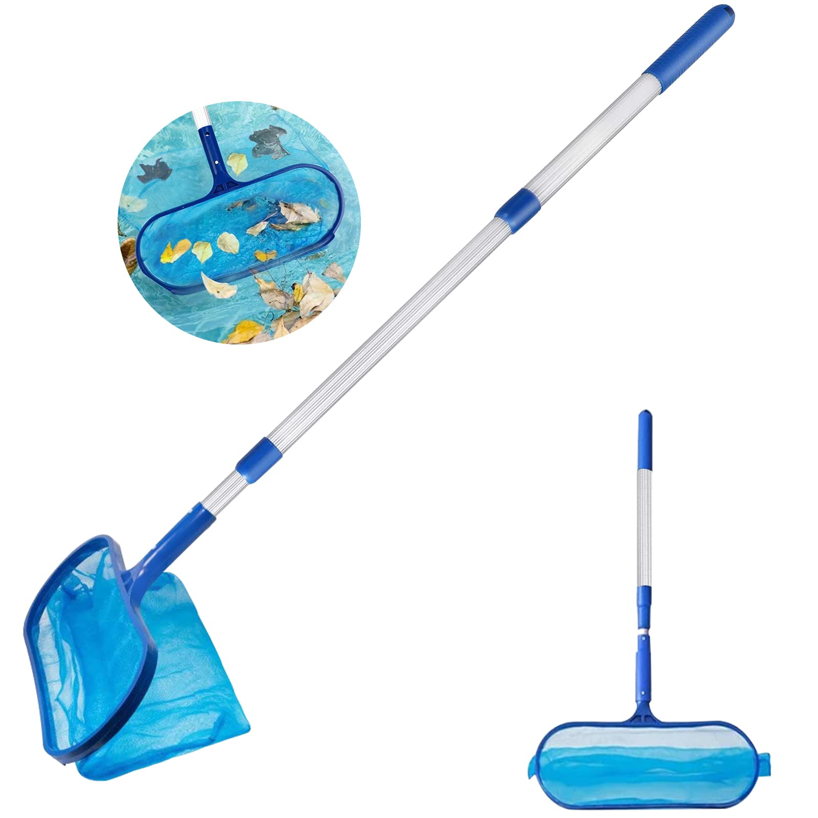 AKOFIC Pool Leaf Skimmer, 120CM Swimming Pool Skimmer Fine Mesh, Skimming Pool Leaf Cleaning Net with With Telescopic Handle Pole for Pool Garden Pond Fish Tank Fountain Hot Tub Spa