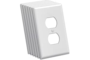BESTTEN 6 Pack 1-Gang Midsized Duplex Wall Plate, Unbreakable Polycarbonate Midway Receptacle Outlet Cover, cETL Listed Singl