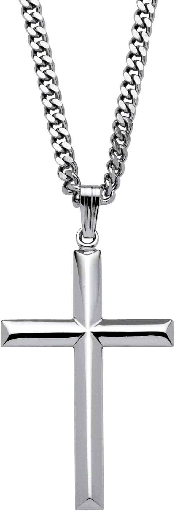 Neno Buscotti Cross Pendant in Sterling Silver with Stainless Steel Chain 24"