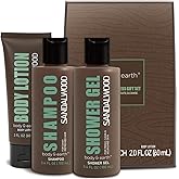 BODY & EARTH Men Gift Sets - 3PC Mens Gift Baskets Includes Sandalwood Shower Gel, Body Lotion, Shampoo, Mens Gift Basket as Birthday and Christmas Gifts for Men, Boyfriends and husbands