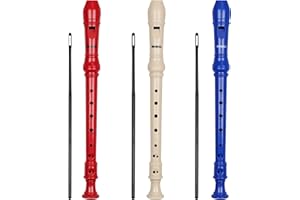 MUSCELL Recorder Instrument,8 Holes German Soprano Recorder Musical Instruments for Kids/Adults,3 packs(Natural,Blue,Red)