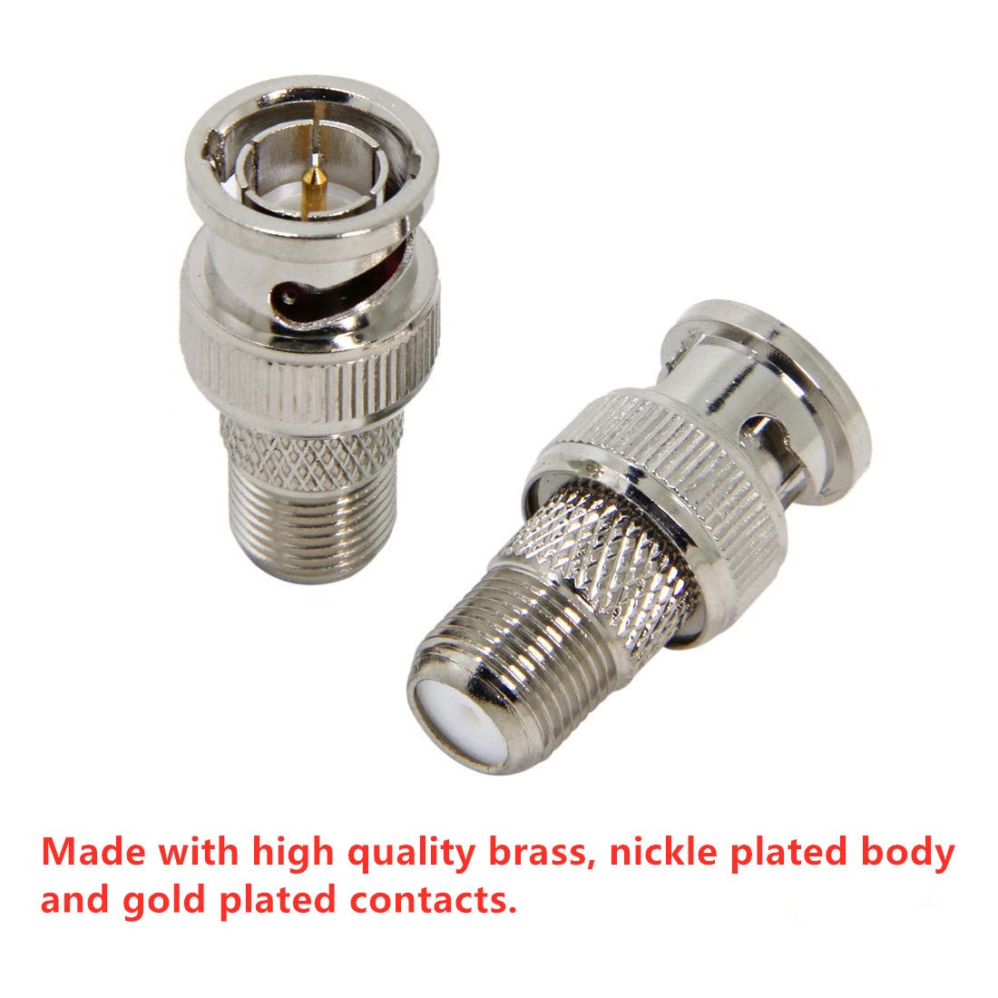 F to BNC Connector, 2-Pack BNC Male to F Female Coax Adapter 75 Ohm, RG6, RG59 Connector for Scanner and Camera, Cannot Be Used on TVS, Antennas or Computers