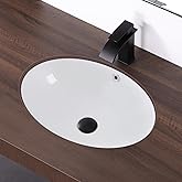 KARAMAG 20.5 Inch Undermount Bathroom Sink Oval Undermount Sink White Ceramic Under Counter Bathroom Sinks with Overflow (20.