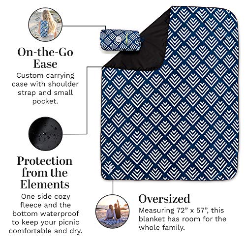 Blue and White Picnic & Outdoor Blanket by Laguna Beach Textile Co - Plush and Water-Resistant Outdoor Mat - Perfect for Camping, Beach, Park and Picnics - Newport Blue Arrow