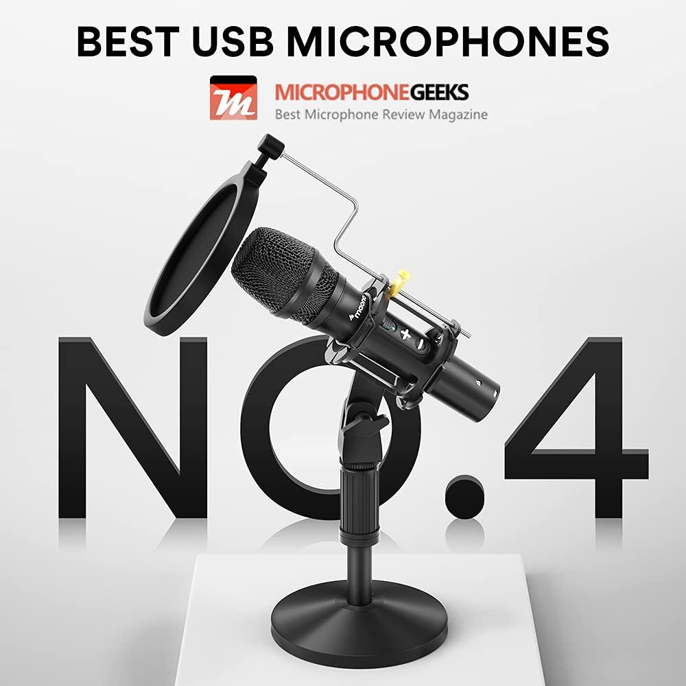USB/XLR Cardioid Dynamic Microphone, MAONO Metal Professional Zero-latency Monitoring Mic with Volume Control for PC, Audio interface, Idea for Home Studio, Vocal, Podcast, Singing, Streaming (HD300T): Musical Instruments