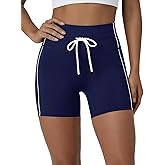 Aoysky Womens Buttery Soft Drawstring Biker Shorts 5" High Waisted Workout Yoga Shorts Running Gym Athletic Short Leggings