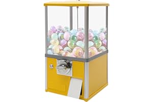 MhdunueSK Gumball Machine,Vending Machines for Business,1.77-1.97Inch Ball Diameter,800 Coin Bank Capacity,4 25 Cent Coins,Vending Machine for Selling Capsule Toys Candies (Yellow)